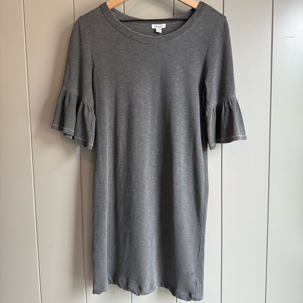 Splendid Gray Bell Sleeve Shift Dress XS Casual T-Shirt Dress Soft Knit - Picture 4 of 10